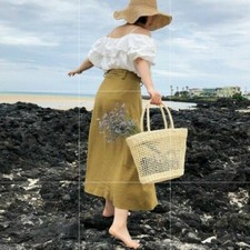 Women Straw Woven Bags Hollow Out Handbag Rattan Beach Basket Shopping Handmade