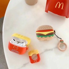 For Apple AirPods PRO Cute 3D Cartoon Burger Fries Silicone Cover Dustproof