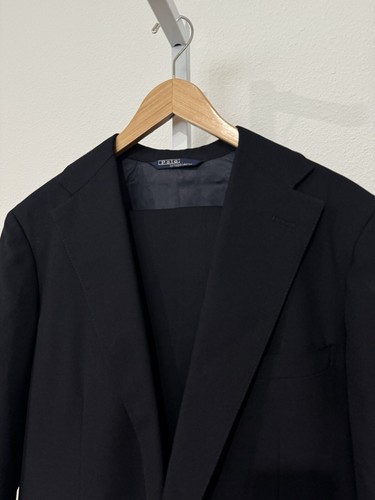 VTG 42 L Polo Ralph Lauren Navy Blue Solid Mid Weight Wool Suit Made USA 70s - Picture 6 of 23