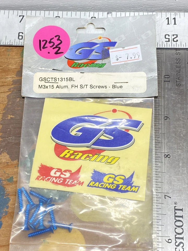 GS Racing GSCTS1315Bl M3x15 Aluminum FH S/T Screws: {Blue 10pc} NIP USA SHIPPED - Image 3 of 4