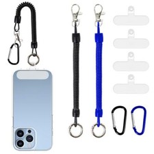Anti Theft Phone Tether Lanyard,2Pack Spiral Lanyard Strap for black Blue