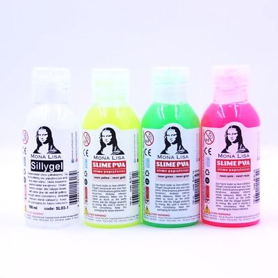 Schleim-Set zum Selbermachen 4x100 ml. Fluoreszierende Neon-Farben DIY Slime Set