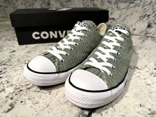 CONVERSE All Stars Low Top Shoes Green Corduroy Men's 10 IOB 165454F EUC