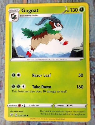 GOGOAT Stage 1 Pokemon Card Vivid Voltage 018/185 Uncommon 2020 | eBay