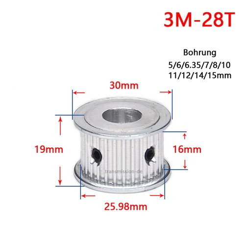 3M 12-120 Zähne Riemenscheibe Zahnrad Keine Schritte für 15mm Breite Zahnriemen - Picture 11 of 28