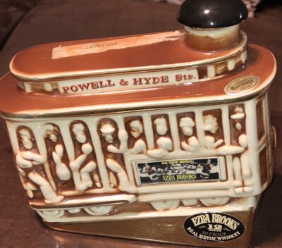 1968 Ezra Brooks Whiskey Bottle Trolly CAR Vintage Collectible Powell & Hyde