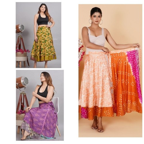 20PC Vintage Silk Beach Magic Wrap Around Frill Skirt Dress Wholesale Lot Indian - Picture 6 of 11