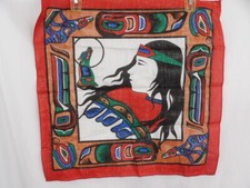 Vintage Native American Novelty Bandana USA Made Native With Wolf NEW