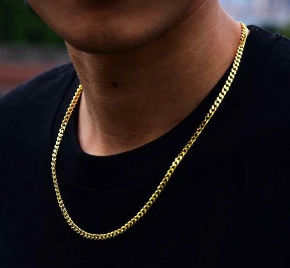 Gold plated curb chain necklace deals