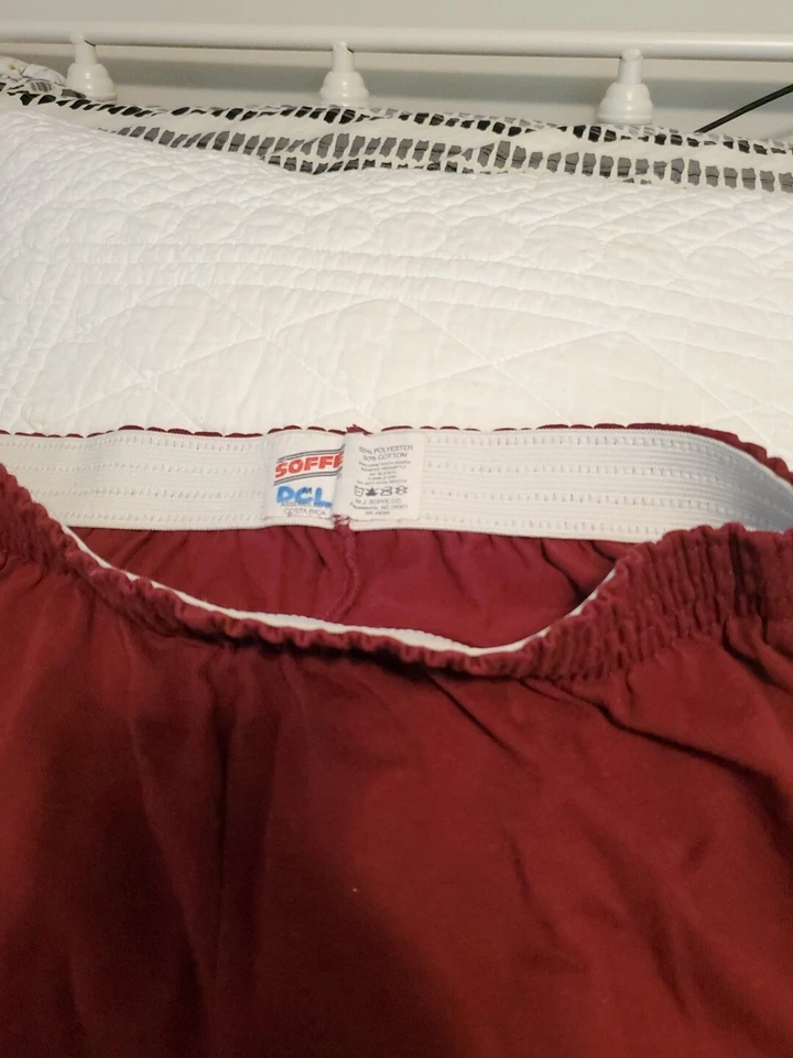 Vintage 90s Soffe Burgundy Blank Cotton Polyester Cheer Gym Shorts Med USA  - Image 3 of 3
