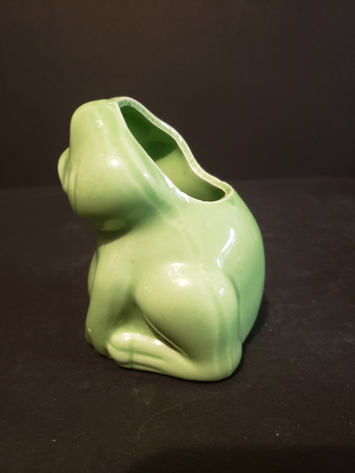 Cute Smiling Frog Toad Figurine Sitting Planter Porcelain