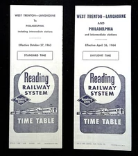 2 Reading Rly System Timetables West Trenton-Langhorne-Phila. 10/27/63 & 4/26/64