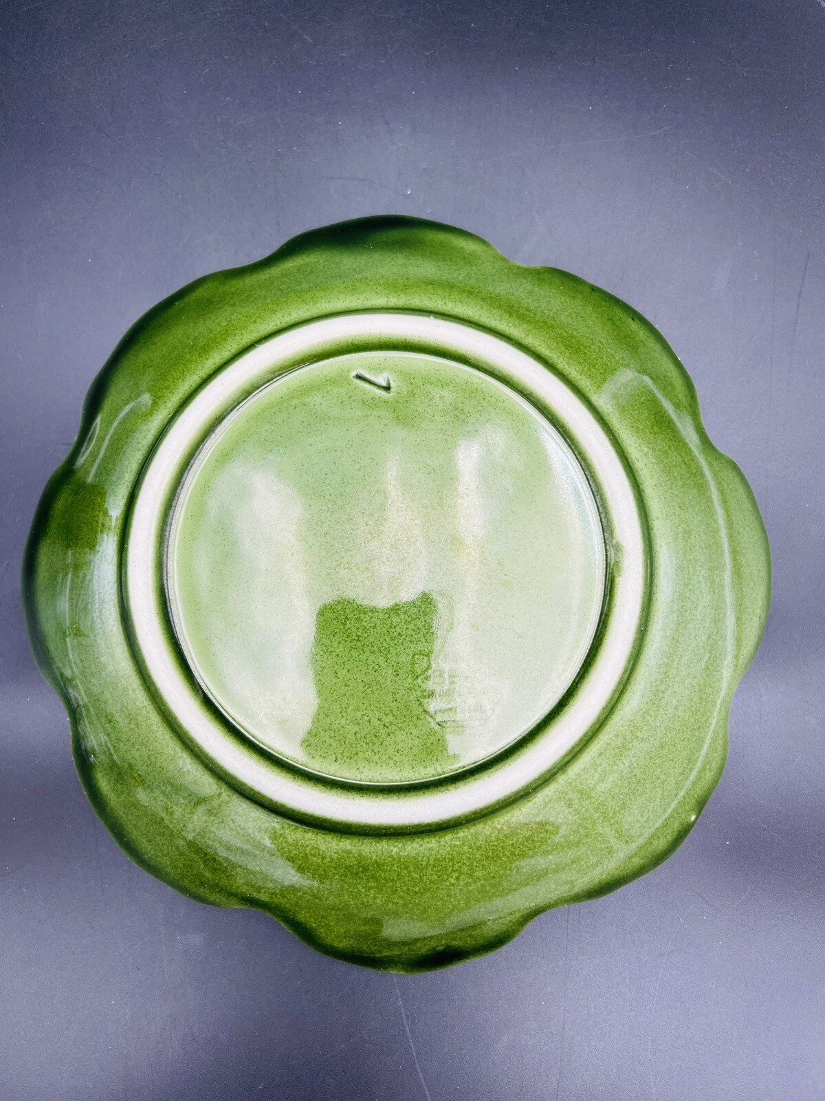 Vintage Set of 2 Majolica Geranium Green Leaf Salad Plates by Faiancas