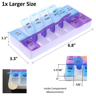 Weekly Pill Organizer Twice a Day 7 days AM PM Case Medicine Storage ...