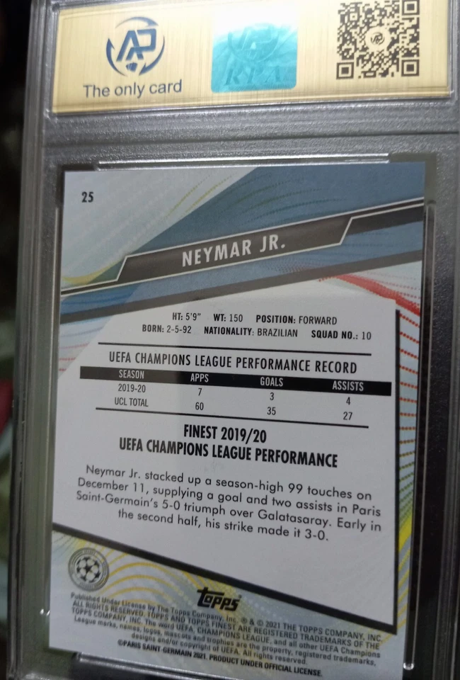 NEYMAR JR. 2021 Topps Finest UEFA Champ's League Soccer card (RPA-8 NM-MT) - Image 4 of 4
