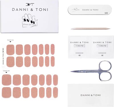 DANNI & TONI Semi-Cured Gel Nagelfolien (Everglow), 28 Sticker, Nude Plain Shiny