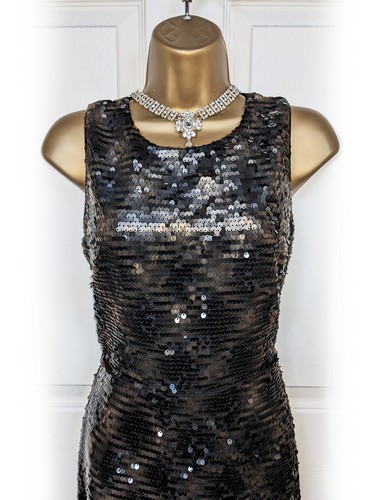 COAST Black & Bronze Sequin Diamond Ombre Bodycon Occasion Dress, size 10 - BNWT - Picture 3 of 8