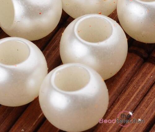200 IVORY PEARL LUSTRE BEADS ACRYLIC 8mm x 6mm LARGE 4mm HOLE ACR243 - Picture 4 of 7