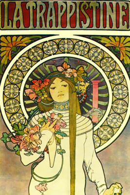 Mucha La Trappistine Lady Flowers Liquor Art Wall Room Poster
