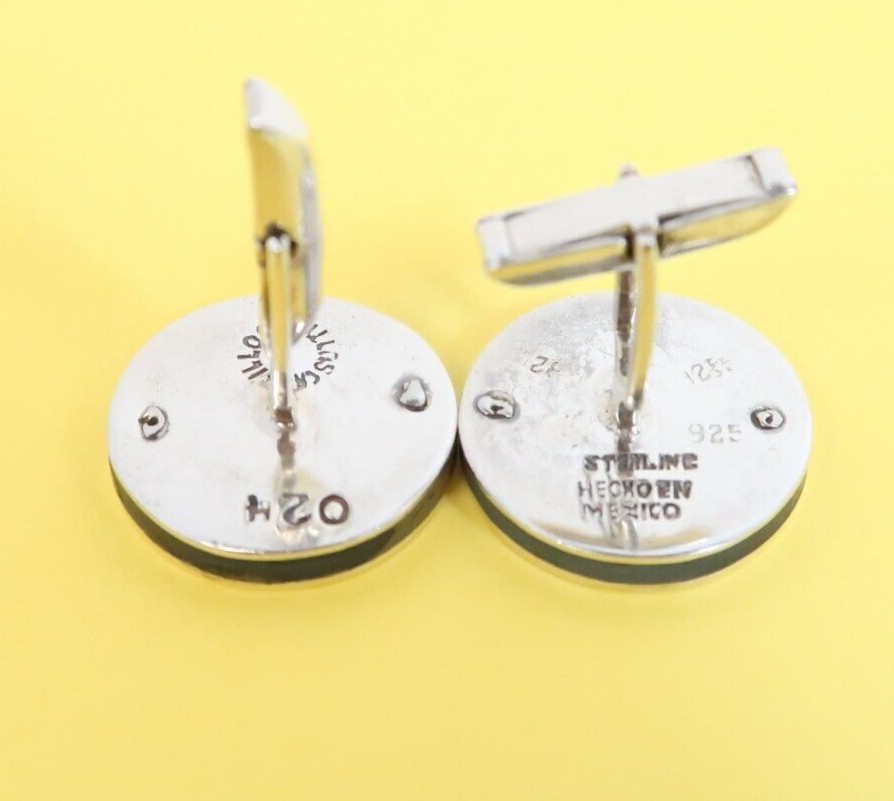 Boutons De Manchette En Argent Sterling Tricolore RBZ - Fabriqués Au Mexique, Référence 32216, Occasion
