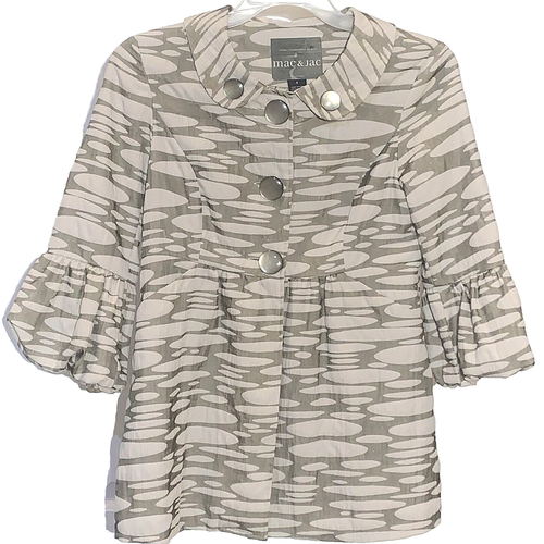 Mac & Jac Womens Sm Jacket Retro Style Olive Beige Big Buttons
