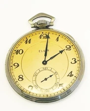 Portsmouth Navy Yard Elgin 17J Open Face Grade 485 Model 4 Pocket Watch