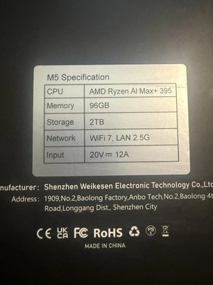 Bosgame AI Mini PC  Ryzen AI Max+ 395 Blazing Fast 96GB LPDDR5 RAM & 2 TB SDD