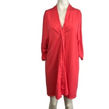 Catherines Coral Open Front Drape Cardigan Kimono Duster 2X
