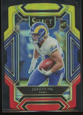 2021 Panini Select Red Yellow Club Level Die Cut Jake Funk Rookie Los Angeles
