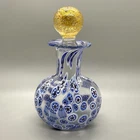 Vintage Murano Millefiori Glass Perfume Bottle w/ 24K Gold Round Stopper