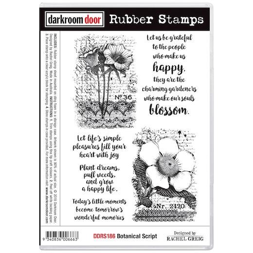 Darkroom Door Cling Rubber Stamps Set - DDRS186 Botanical Script
