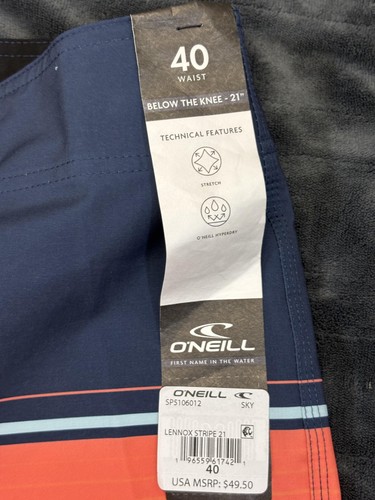 O'Neill Board Shorts Mens 40 Lennox Stripe 21 Swim Trunks New With Tags - Picture 3 of 8