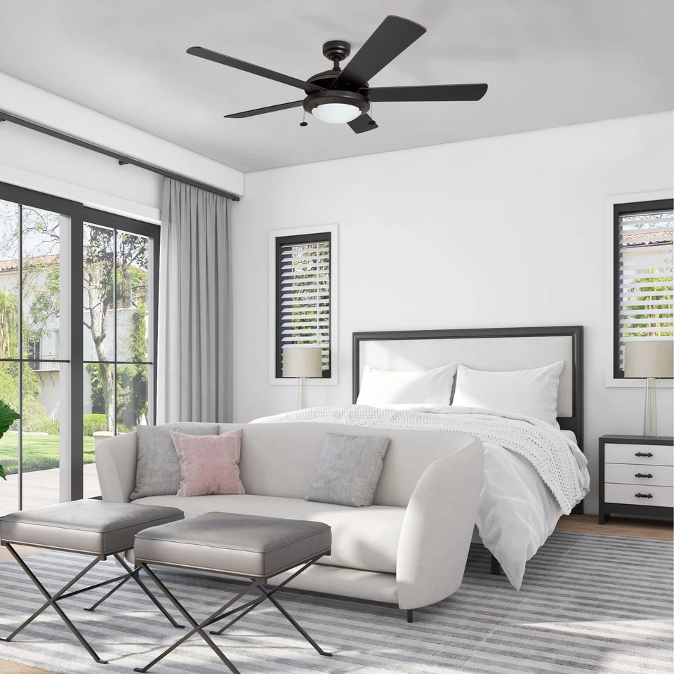 Bolivar, Ventilador de Techo LED Moderno 52 Pulgadas con Luz, Tirador Cadena, Doble Montaje... Foto 2 de 4