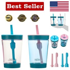 Kids Spill-Proof 14oz Tumbler with Straw - BPA-Free - 2-Pack - Strawberry  Blue