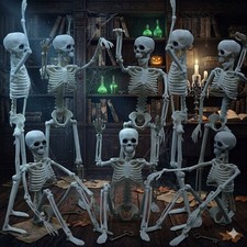 8pcs Halloween Skeleton Decorations, 16" Small Poseable Full-Body...