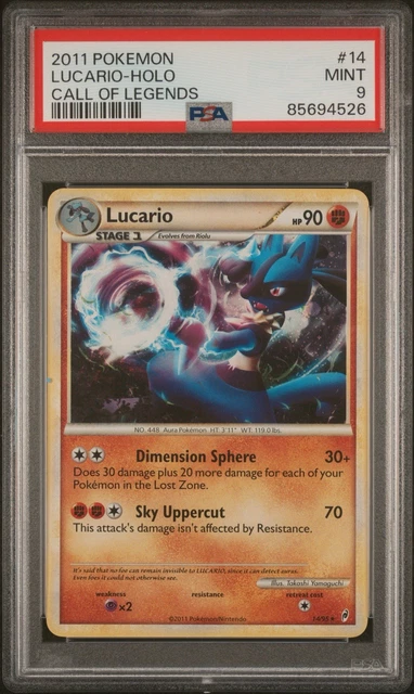 Pokemon TCG Lucario Call of Legends 2011 14/95 Holo Rare PSA 9