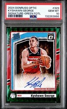 2024 Prizm Black Kyshawn George RATED ROOKIE AUTOGRAPH /7 Green FOTL PSA Gem 10