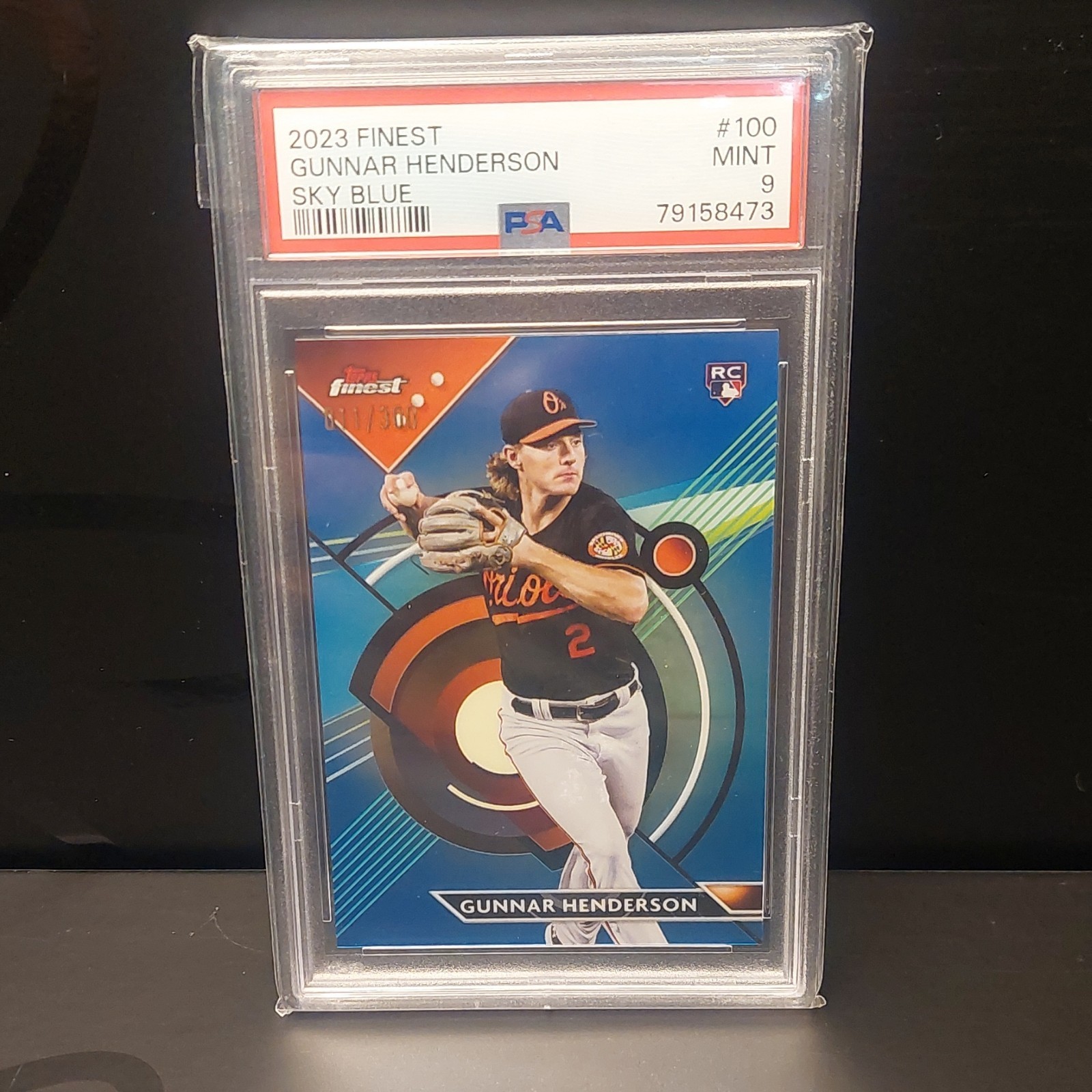 2023 Topps Finest Sky Blue Refractor 11/300 Gunnar Henderson PSA 9 Mint RC