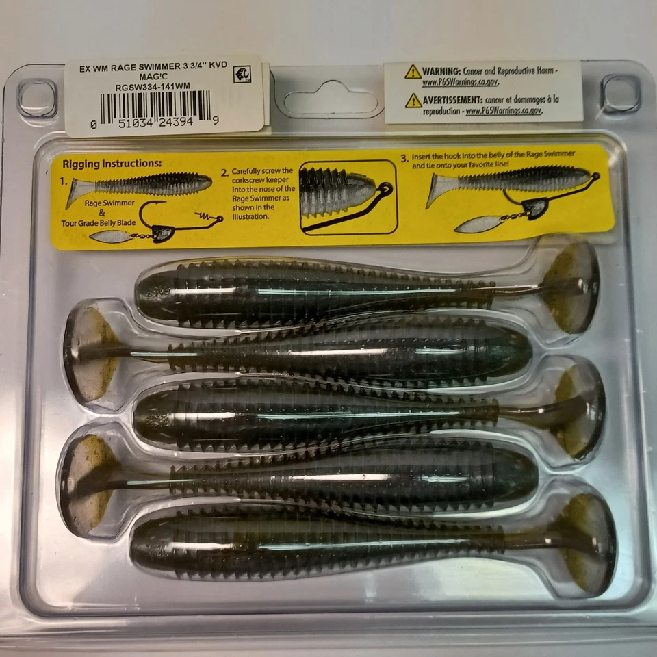 Strike King Rage Swimmer 3 3/4 KVD Magic Soft Bait Lure Lot Of 4 Packages - Image 3 of 4