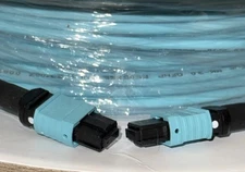 Enconnex OM4 24-Fiber MTP-MTP Polarity B Multimode Cable Plenum 132 Ft Aqua– New