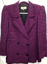 Vintage Valentino Miss V Wool Blazer Pink Black Houndstooth Italy IT 40