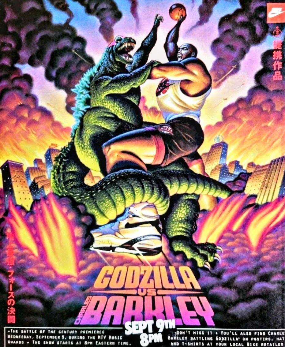 CHARLES BARKLEY🤜VS GODZILLA 8.5x11 GLOSSY FULL PAGE NO BORDER