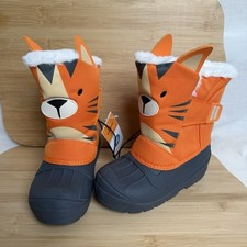Cat  Jack Kids Tiger Winter Boots Size 12   Faux Fur Insulated Snow Boots