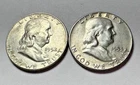 Lot Franklin Half Dollar 90 % Silver Coins 1952D & 1953 P Low Mintage NO RESERVE