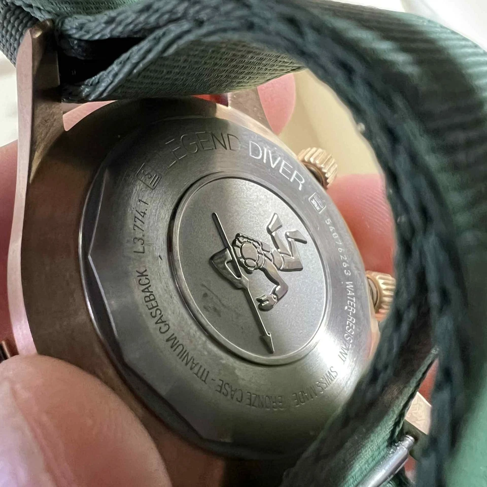 Longines Legend Diver Green Men's Automatic Bronze Watch L3.774.1 - Image 4 of 4