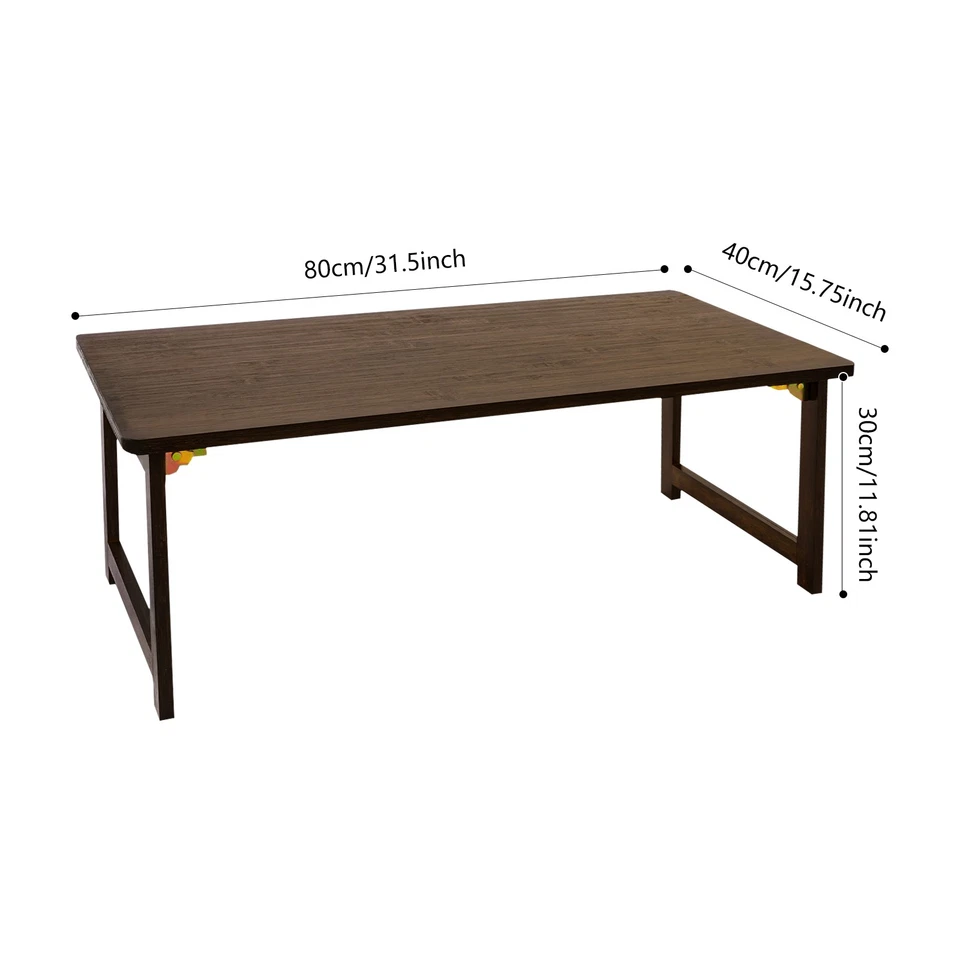 Mesa de centro de piso plegable de bambú, mesa de centro baja, mesa de pie de piso Foto 3 de 4