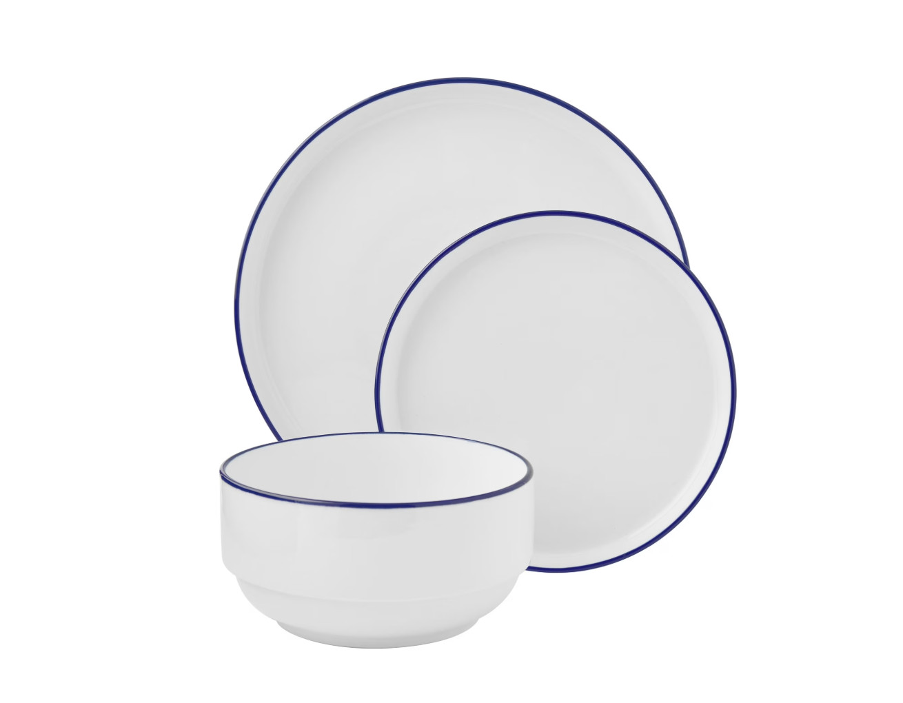 Mainstays 12-Piece Blue Rim Stoneware Dinnerware Set