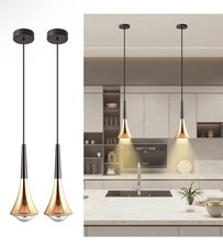Hinio Modern Adjustable Pendant Lights Kitchen Island Gold Black 2-Pack
