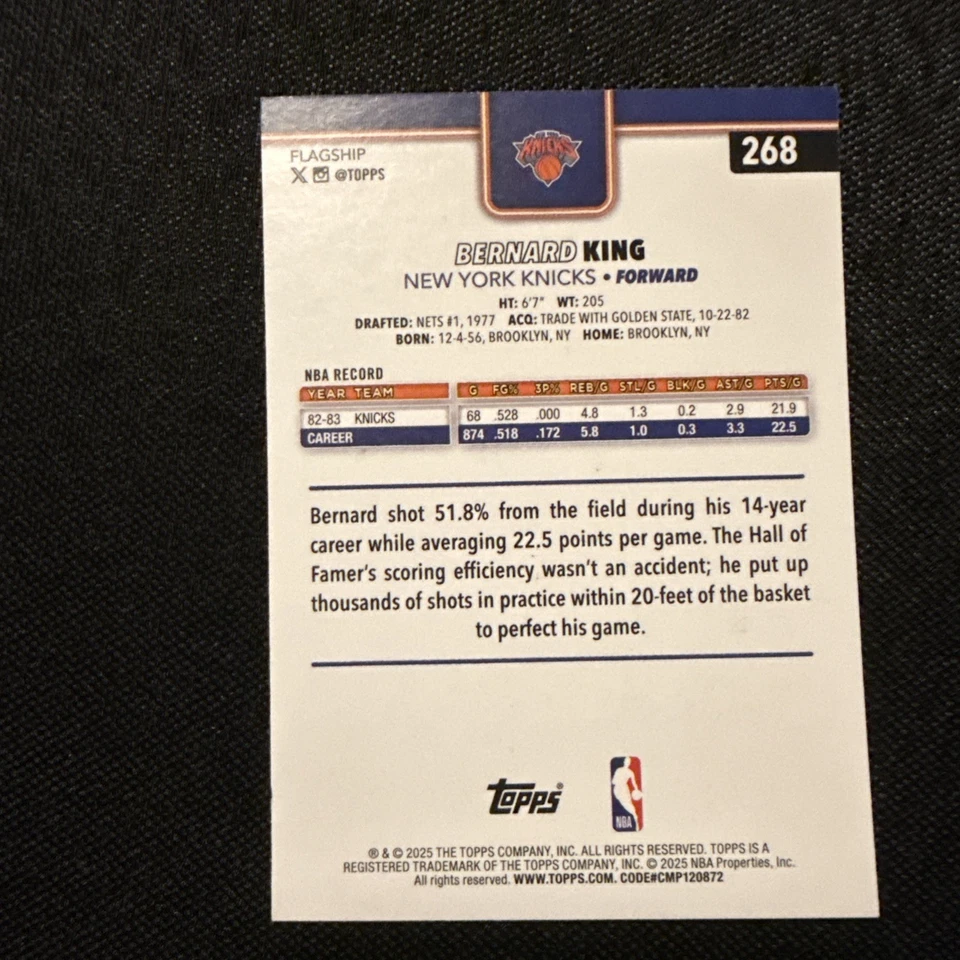 2025-26 Topps Basketball Bernardo King Wood Grain /25 knicks #268 - Image 3 of 3