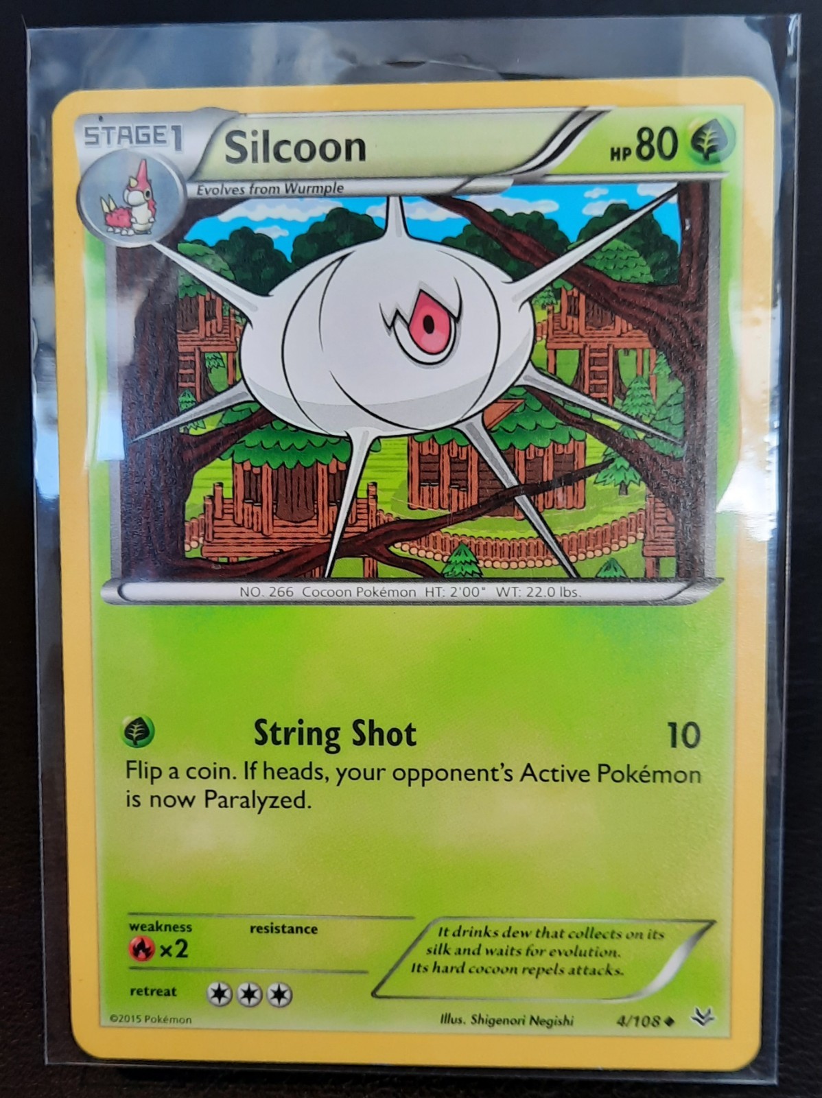 Pokémon TCG Silcoon Card 4/108 Regular English Roaring Skies Uncommon Card